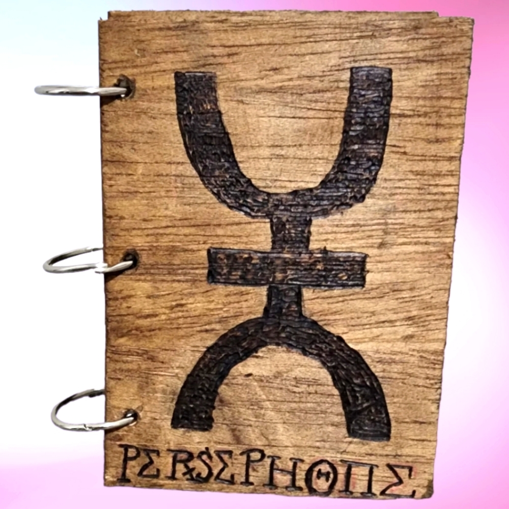 Persephone Greek Goddess Wooden Journal